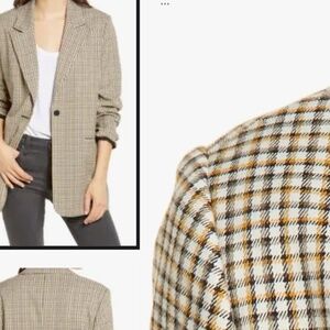 Plaid One-Button Blazer Treasure & Bond Size Medium
